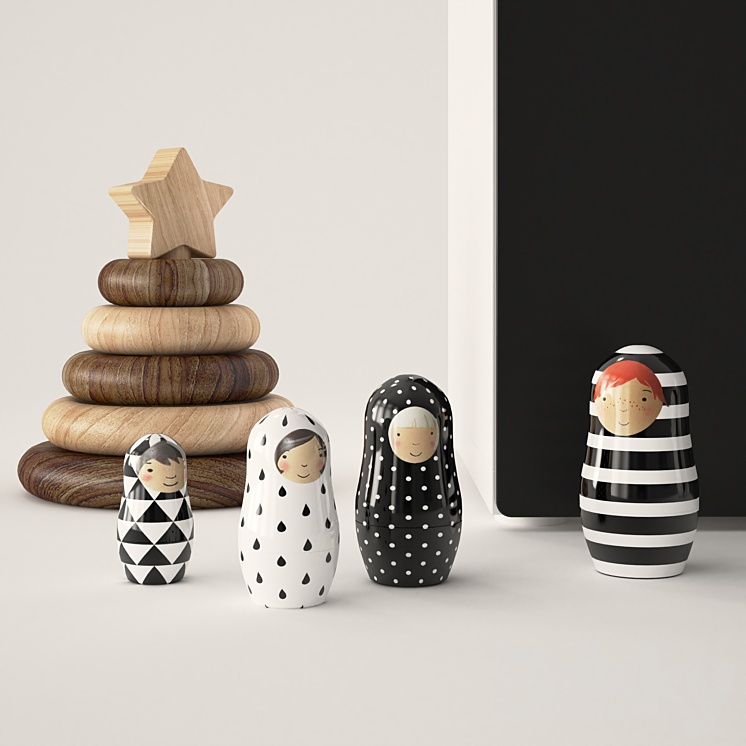 Black and white decor in the nursery Ikea Stuva 3D Model