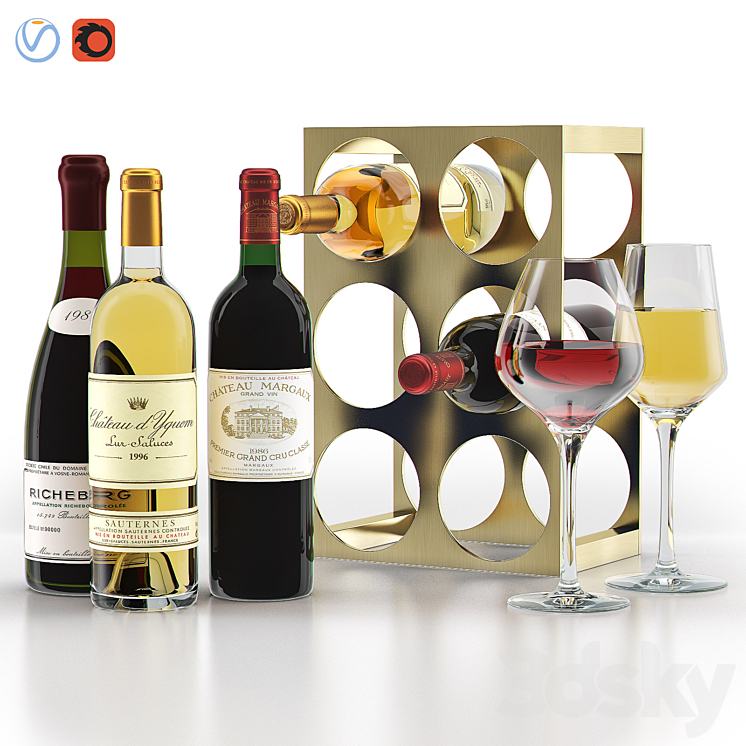 [3DSKY] WEST ELM Metal Wine Rack 3D Model NEW UPDATE 2023