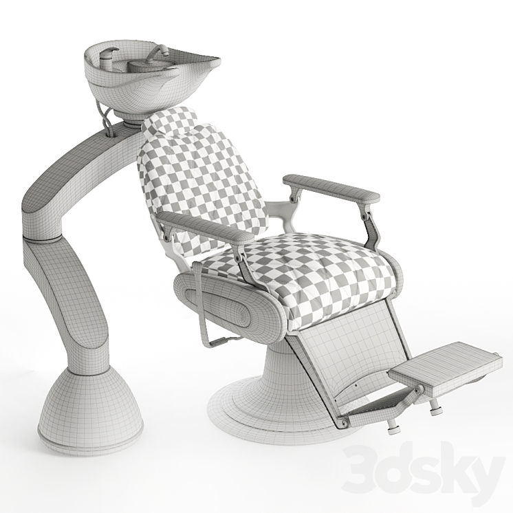 Hairdresser washing with armchair 3DS Max - thumbnail 2