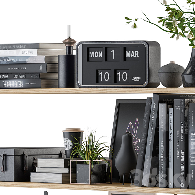 Decorative Set on Shelves 3D Model