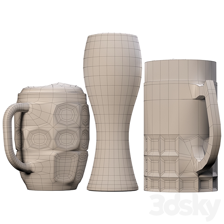 beer mugs 3DS Max - thumbnail 2