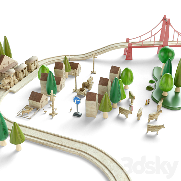 Wooden (railway) 3D Model