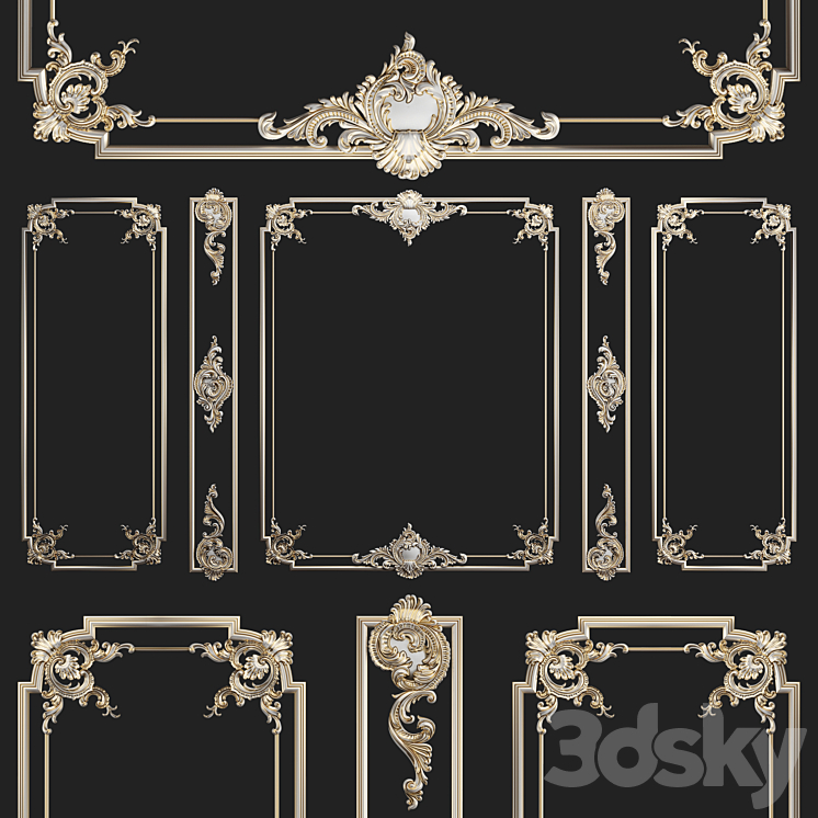 Plaster decorative frame 2 3DS Max - thumbnail 1