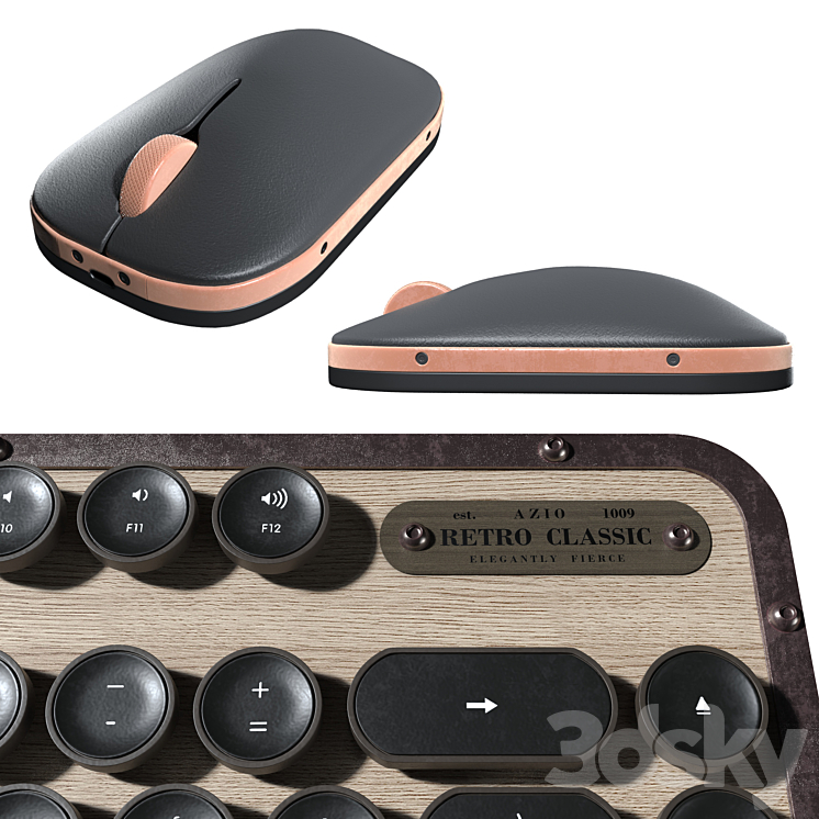 Retro Keyboard and mouse 3D Model