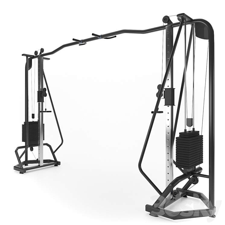 Gym Equipment - Cable Cross Over 3D Model