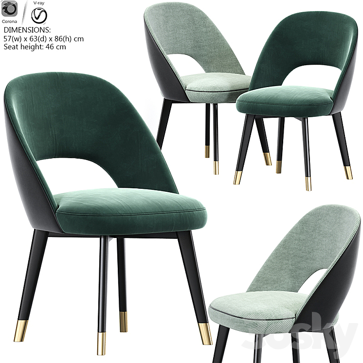 Baxter Colette Chair Dining Chair 3DS Max - thumbnail 1