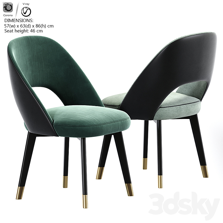 Baxter Colette Chair Dining Chair 3DS Max - thumbnail 2
