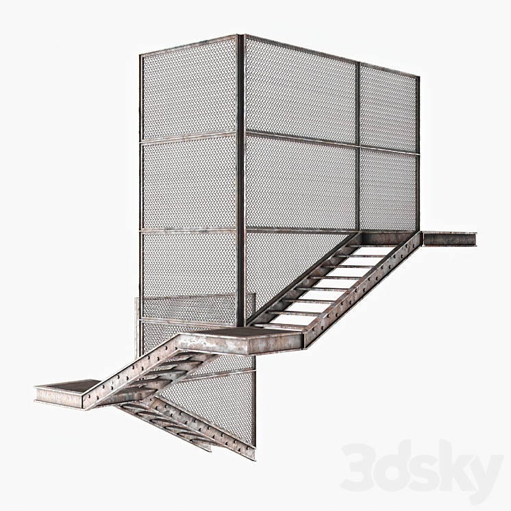 Old metal stair 3D Model