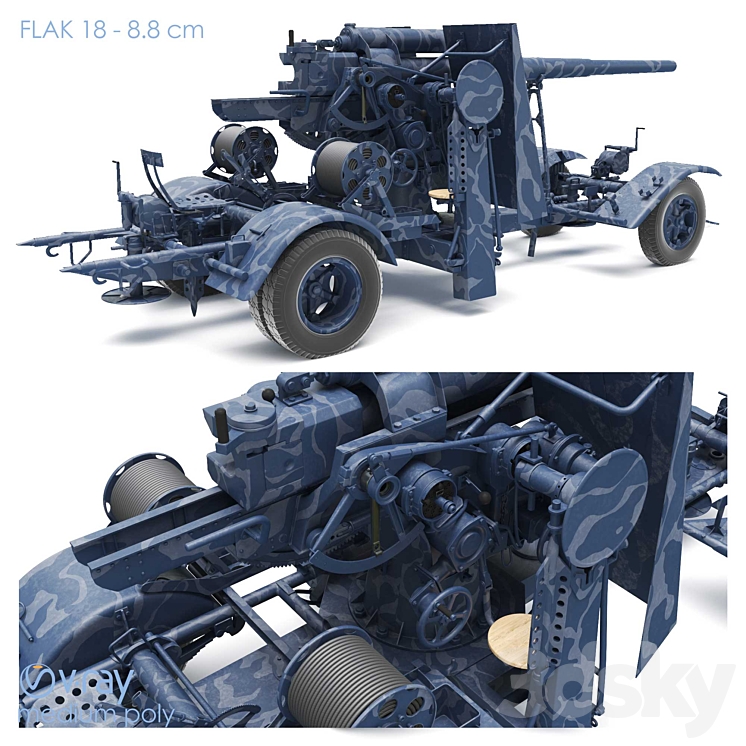 Anti-aircraft gun 3D Model