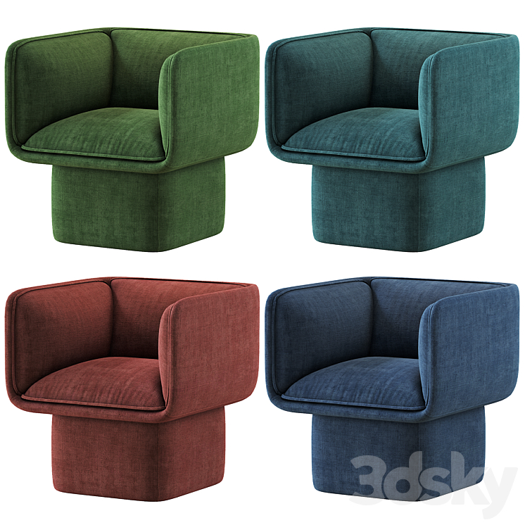 BLOCK ARMCHAIR by Missana 3DS Max - thumbnail 1