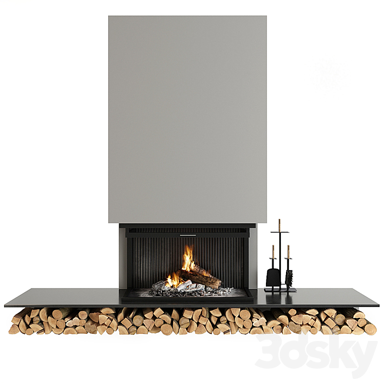 Fireplace and accessories 3D Model