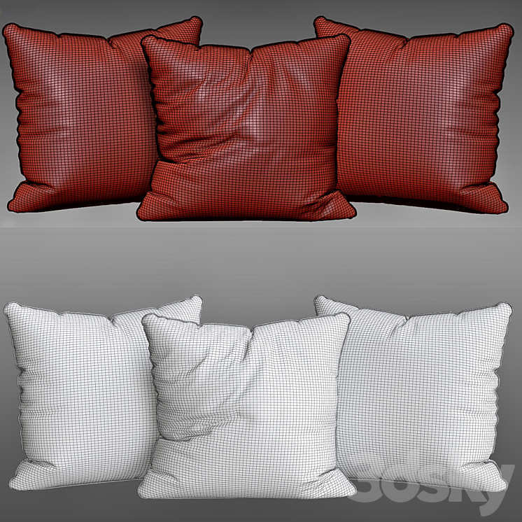 Pillows for sofa 6 pieces No. 72 3DS Max - thumbnail 2