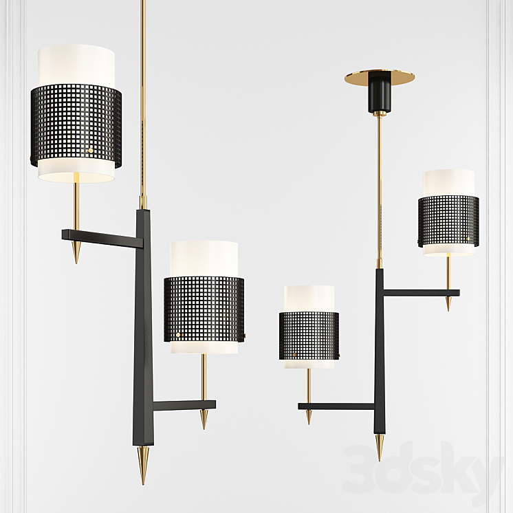 Two Light Mid-Century Pendant - Pendant light - 3D model