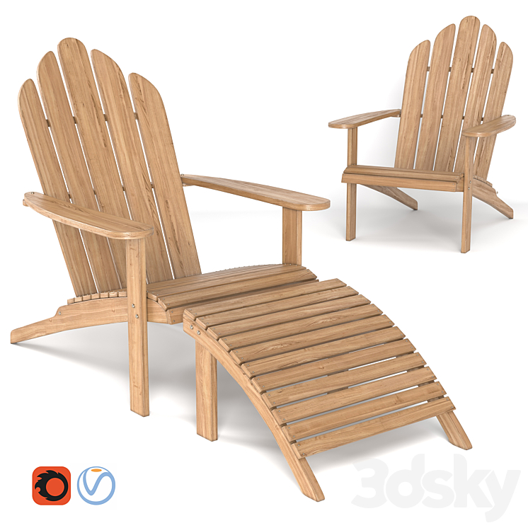 Garden chair deck chair 3DS Max - thumbnail 1