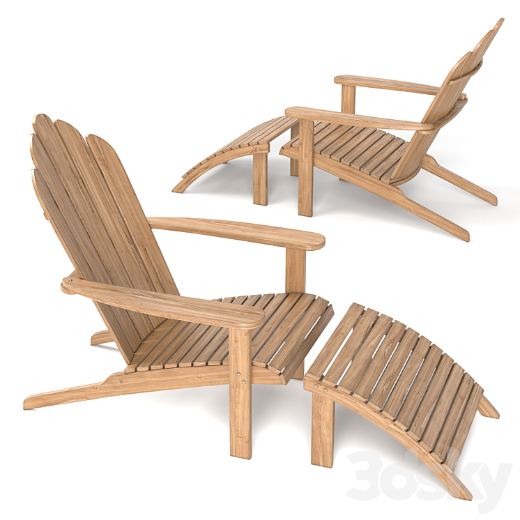 Garden chair deck chair 3DS Max - thumbnail 2