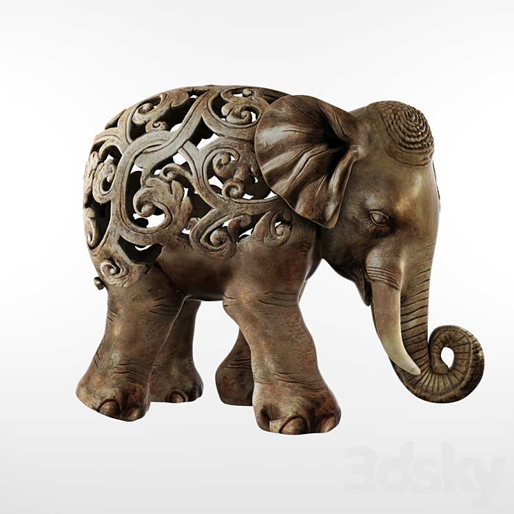 Standing elephant figurine 3DS Max - thumbnail 1
