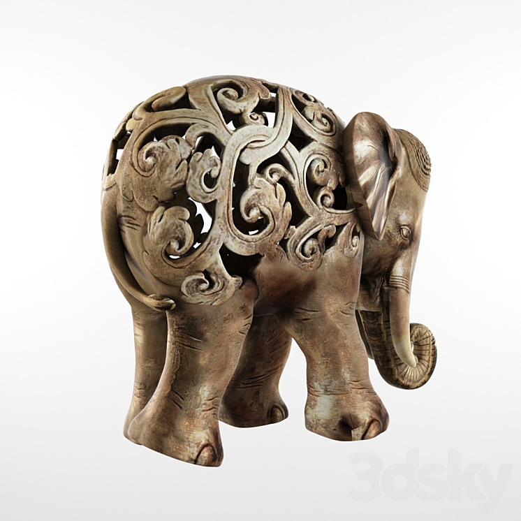 Standing elephant figurine 3DS Max - thumbnail 2