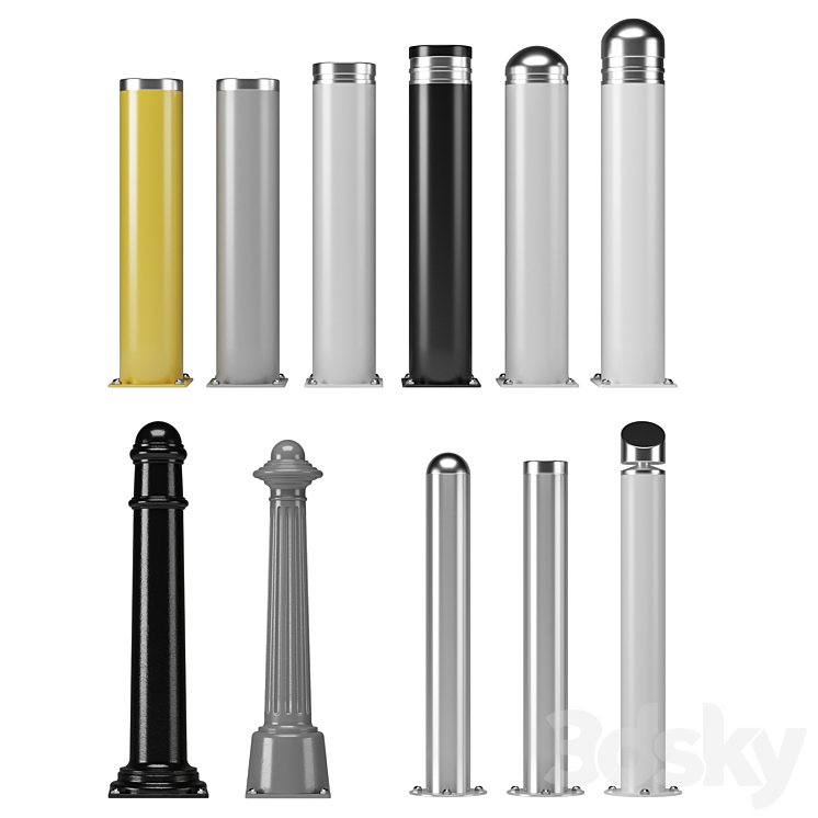 Bollard set 3D Model