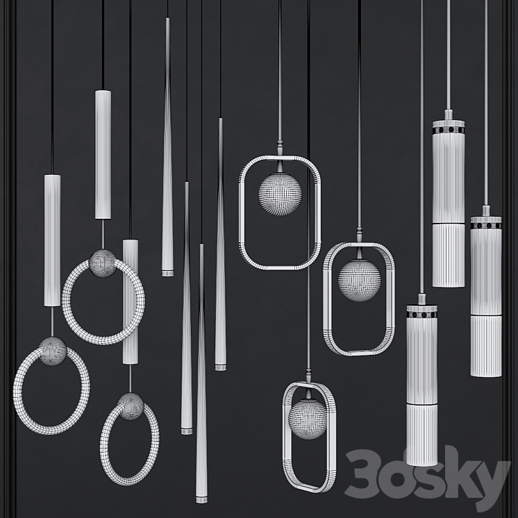 Pendant lights set 026 3D Model