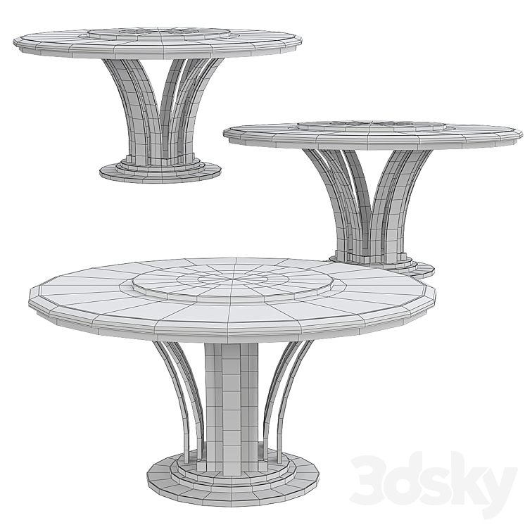 AR Arredamenti WALNUT WOOD ROUND DINING TABLE 3D Model