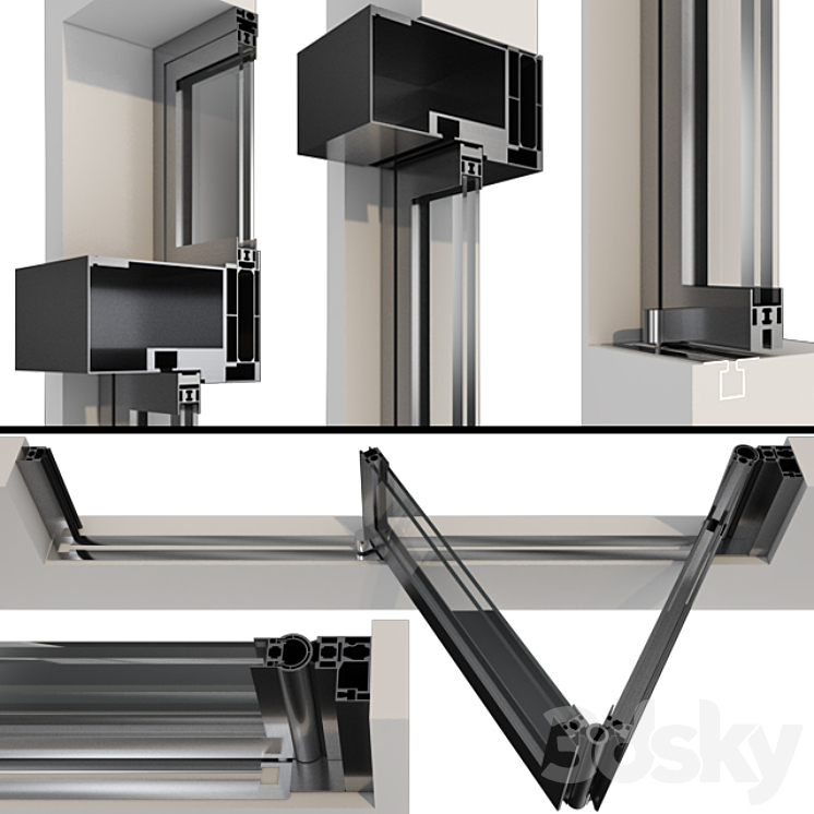 Folding Metal Automatic Doors 3D Model