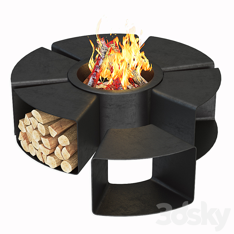 Modern Outdoor Fire Pits 3D Model