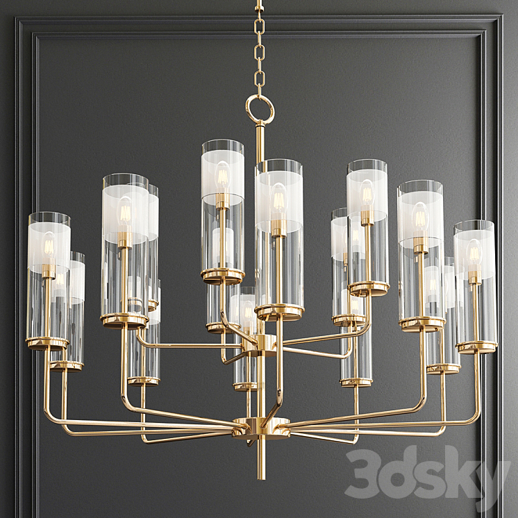 Lessman 15 Light Shaded Tiered Chandelier 3DS Max - thumbnail 1