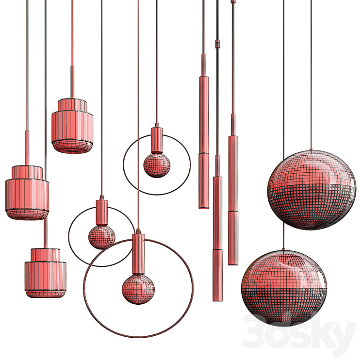 Four Hanging Lights_59 3D Model