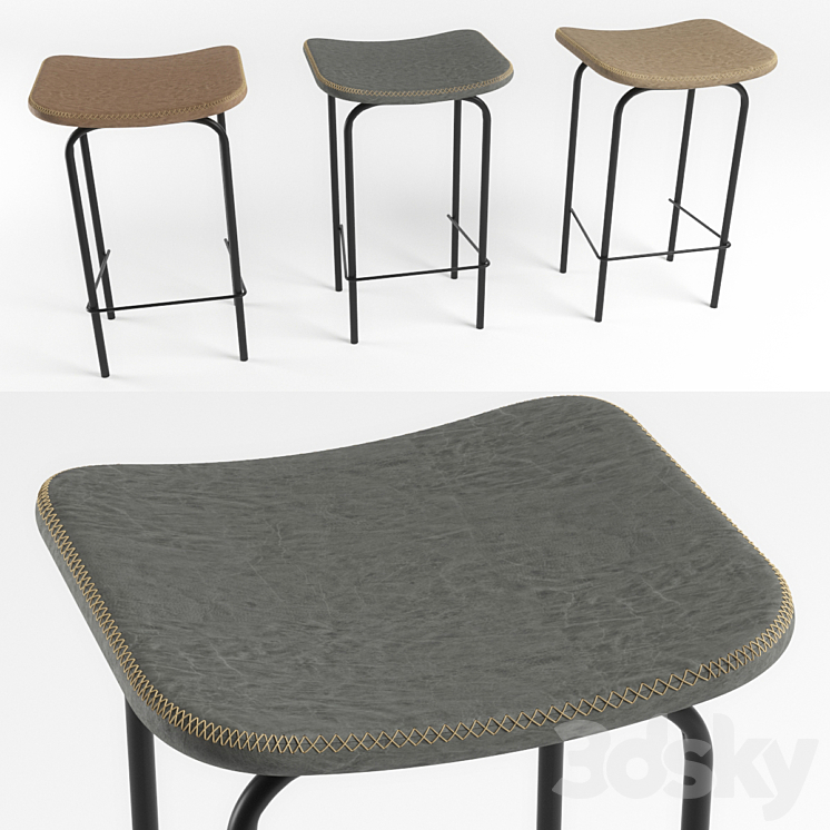 TANNER LEATHERETTE KITCHEN bar or counter stool in vintage Chair 3D