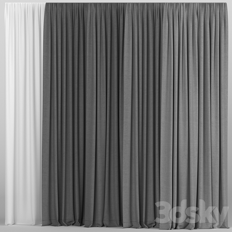 A collection of curtains with tulle. 3DS Max - thumbnail 1