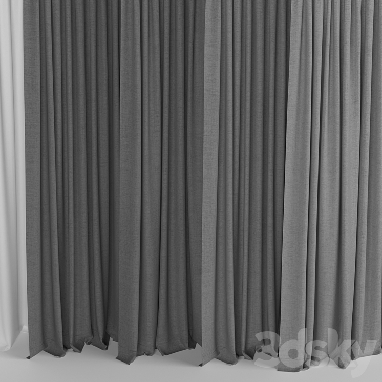 A collection of curtains with tulle. 3DS Max - thumbnail 2