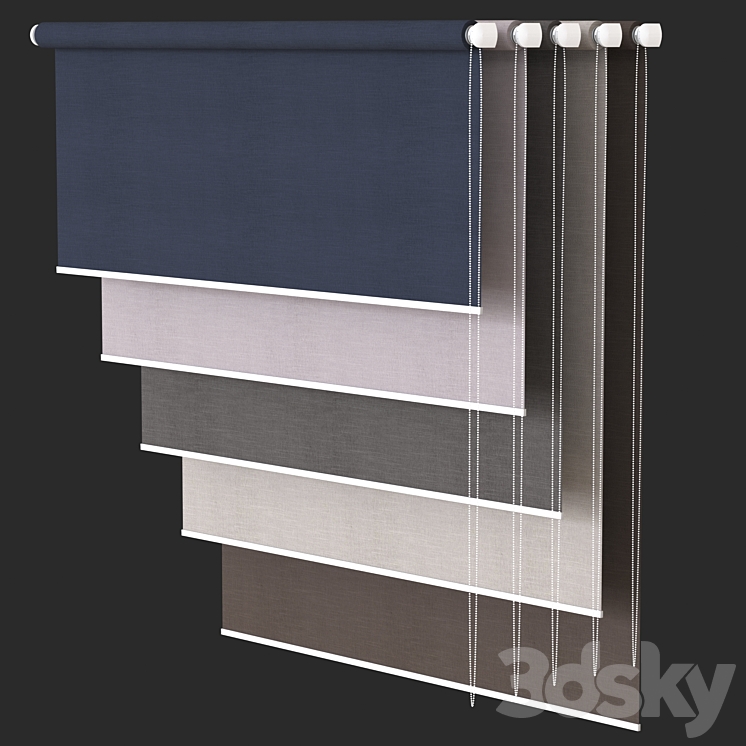 Roller blinds set 3D Model