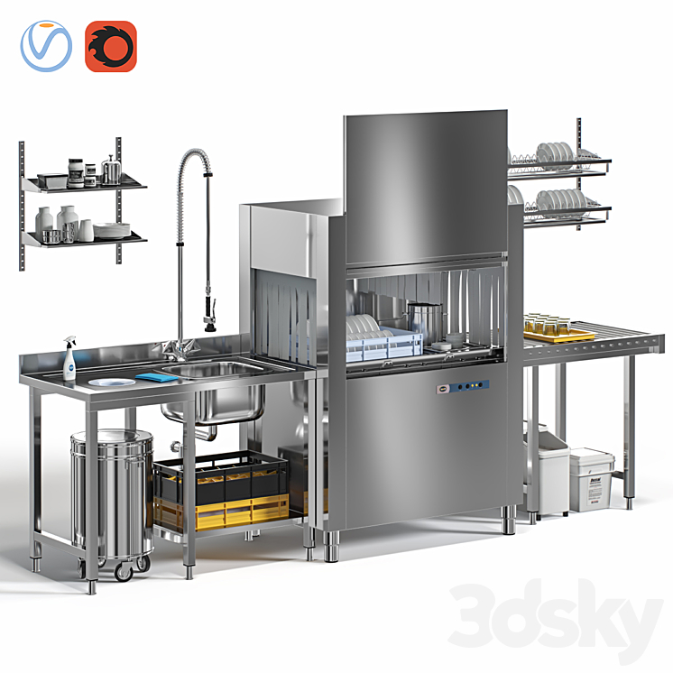 Conveyor dishwasher APACH ARC 100 3D Model