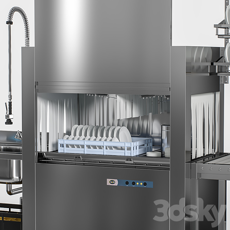 Conveyor dishwasher APACH ARC 100 3D Model
