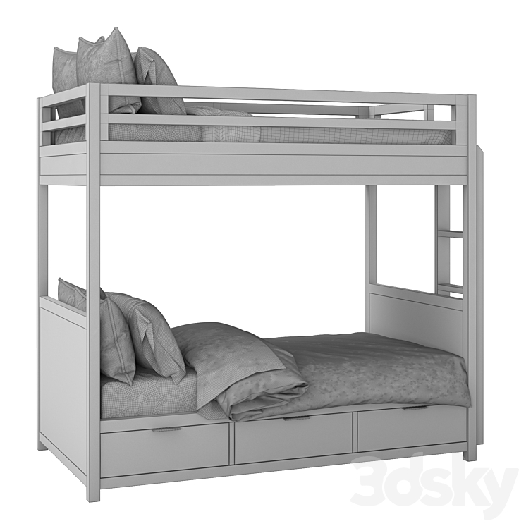 RH Laguna Storage Bunk Bed Bed 3D model