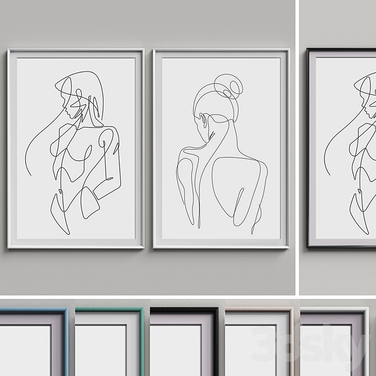 Nice Picture Frames Set 97 3D Model