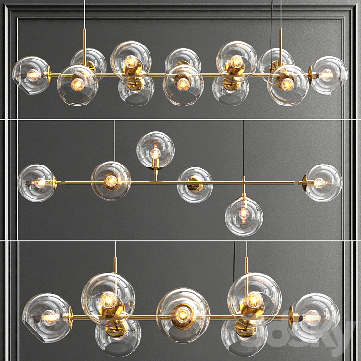 Collection of glass bole chandelier 3DS Max - thumbnail 1