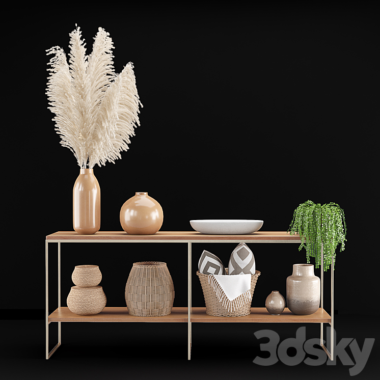decorative set with pampas 3D Model