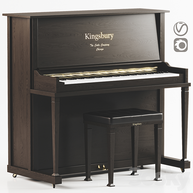 Kingsbury piano set 3D Model