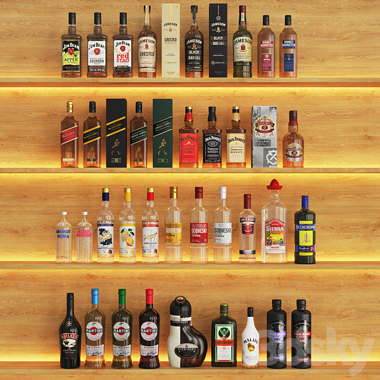 Alcohol bar set 3D Model