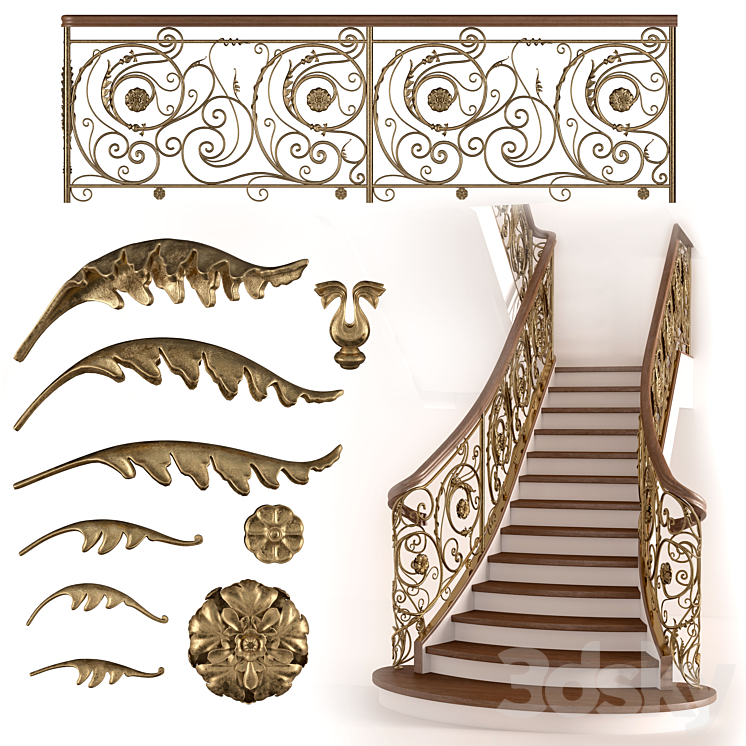 Forged stairs 3DS Max Model - thumbnail 1