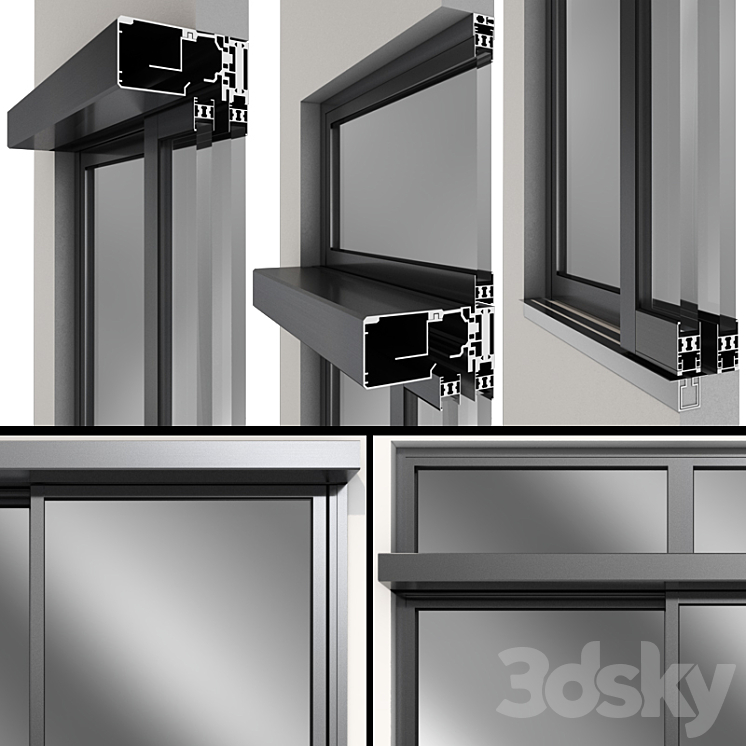 Sliding Metal Automatic Doors 3D Model