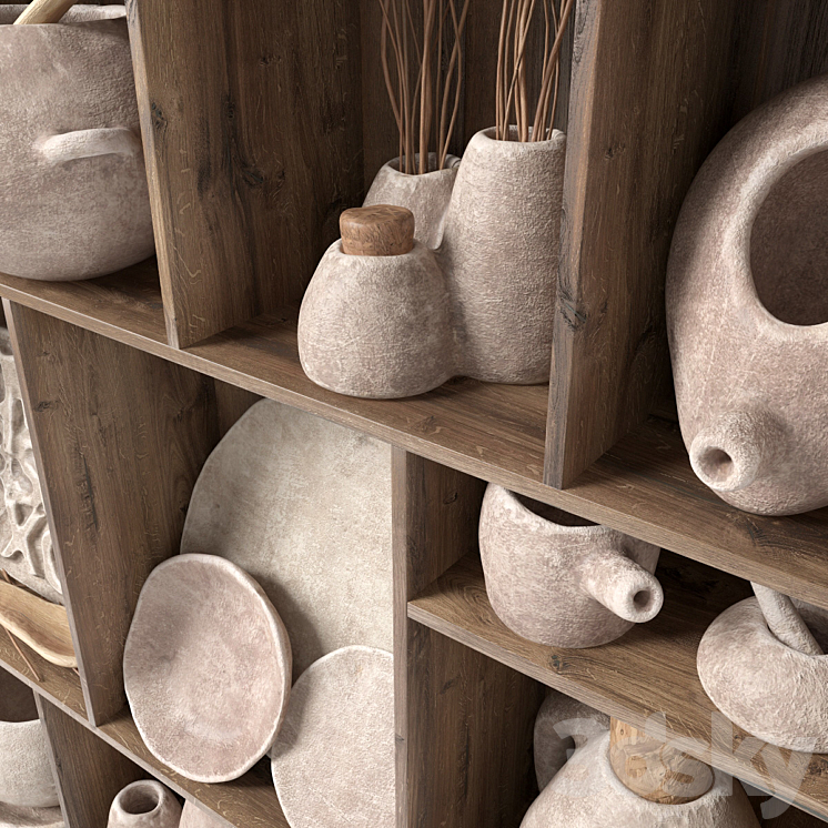 Dishes clay rack n3 / Rack with clay dishes 3D Model