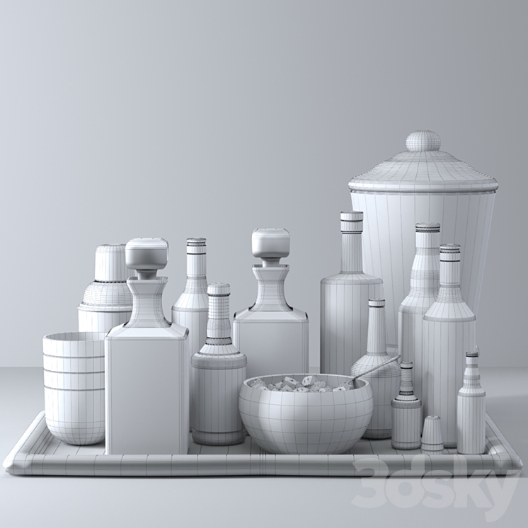 Alcoholic set of strong alcohol. The pub 3D Model