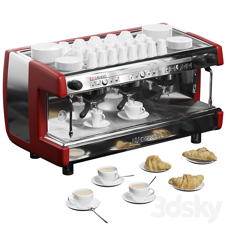 Casadio Undici A3 coffee machine with croissants 3DS Max - thumbnail 1