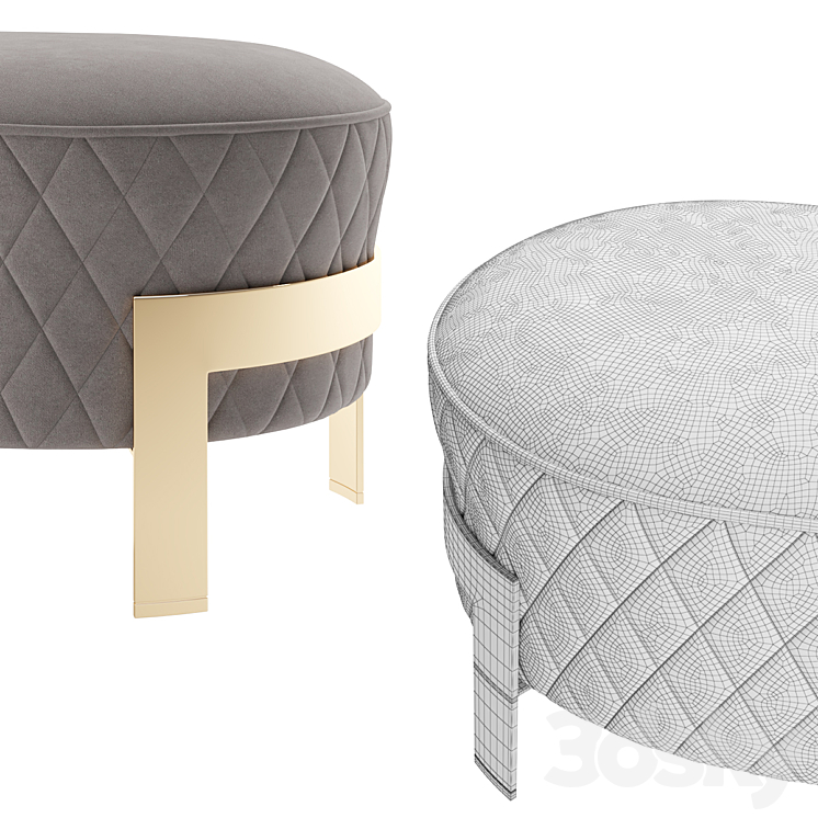 Cosmo Ottoman with metal legs 2 3DS Max - thumbnail 2