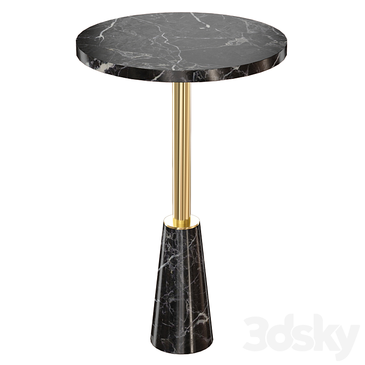 Leni Black Marble Drink Table (Crate and Barrel) 3DS Max - thumbnail 1