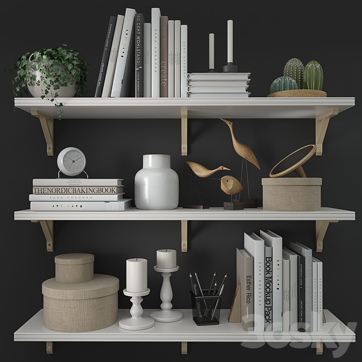 Shelves Bergshult \/ Sandshult (ikea) with Decorative Filling 3DS Max - thumbnail 2