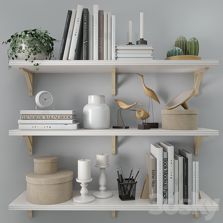 Shelves Bergshult \/ Sandshult (ikea) with Decorative Filling 3DS Max - thumbnail 1
