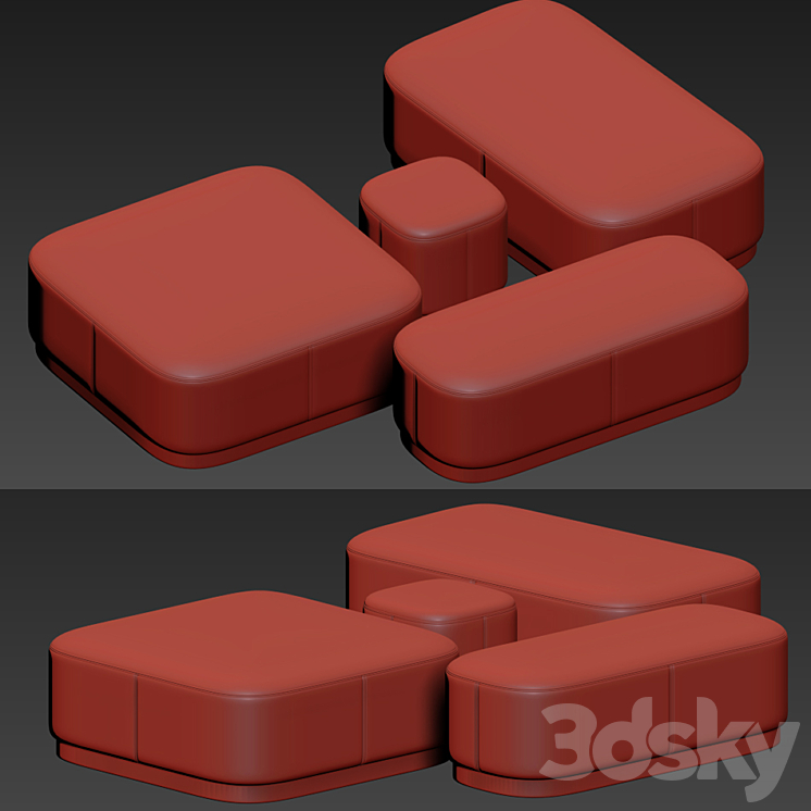Modern pouf set 3D Model
